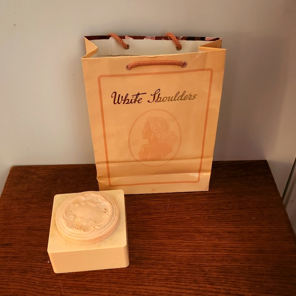 VINTAGE White Shoulders Bag and Powder Box w/ Duster No Powder Used